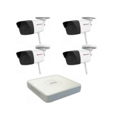 Комплект видеонаблюдения HiWatch DS-4out (4 внешних IP камер,2 Мп, Wi-Fi, микрофон)