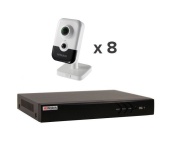 Комплект видеонаблюдения HiWatch DS-8in (8 внутрених IP камеры,2 Мп, PoE, микрофон, динамик)