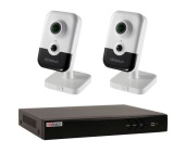 Комплект видеонаблюдения HiWatch DS-2in (2 внутрение IP камеры,2 Мп, PoE, микрофон, динамик)