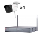 Комплект видеонаблюдения HiWatch DS-4out (4 внешних IP камеры,2 Мп, Wi-Fi, микрофон)