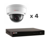 Комплект видеонаблюдения HiWatch DS-4out (4 внешних IP камер,2 Мп, PoE)
