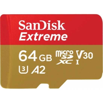 Карта памяти Sandisk Extreme microSDXC 64GB + SD Adapter + Rescue Pro Deluxe 160MB/s A2 C10 V30 UHS-