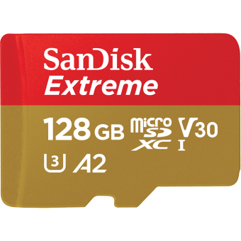 Карта памяти SanDisk Extreme microSDXC 128GB for Action Cams and Drones + SD Adapter 160MB/s A2 C10 