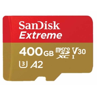 Карта памяти Sandisk Extreme microSDXC 400GB + SD Adapter + Rescue Pro Deluxe 160MB/s A2 C10 V30 UHS